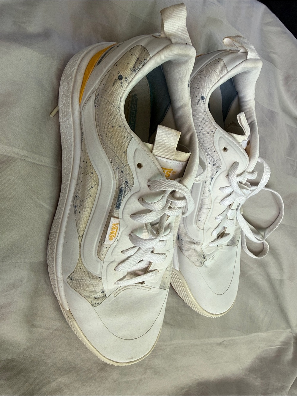 Vans White Sneakers with Yellow Accent Women's Trainers